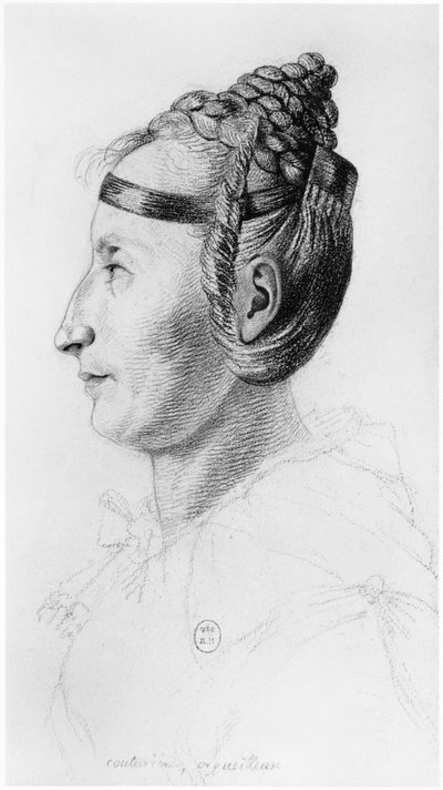 A Proud Dressmaker, Profile, illustration from an Unpublished Treatise by Jean Etienne Dominique Esquirol on the Lunatics of the Salpetriere Asylum by Georges Francois Gabriel